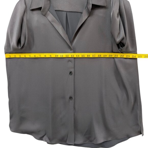 RTW Charleston Satin Blouse Womens Pewter Grey Long Sleeve Button Front Size XXL - Picture 7 of 10